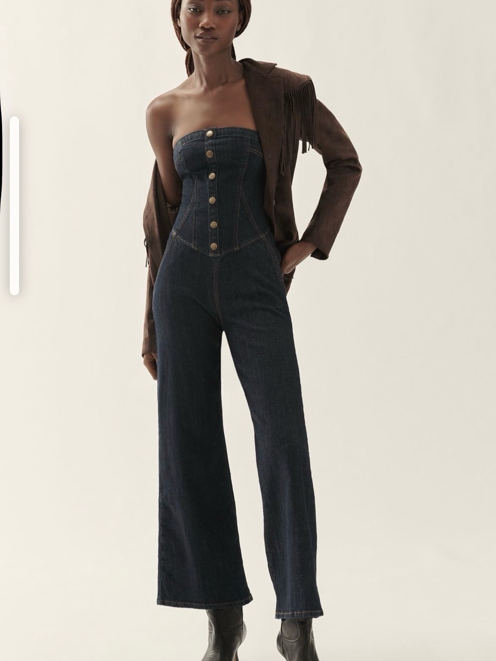 Pilcro Strapless Denim Corset Jumpsuit